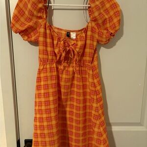 Plaid Orange and Pink  Dress